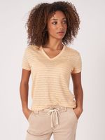Linnen T-shirt met lurexstrepen