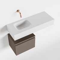 Toiletmeubel Mondiaz Andor | 80 cm | Meubelkleur Smoke | Lex vrijhangend wastafel Talc Links | Zonder kraangat Toiletmeubel Mondiaz Andor | 80 cm | Meubelkleur Smoke | Lex vrijhangend wastafel Talc Links | Zonder kraangat