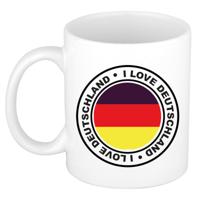Cadeau koffiemok Duitsland - vlag - I love - 300 ml - keramiek - landen thema - support