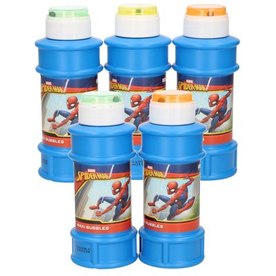 10x Disney Spiderman bellenblaas flesjes met bal spelletje in dop 175 ml voor kinderen