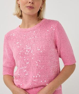Esqualo Sweater s/slve sequins | Rose