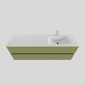 Badkamermeubel Solid Surface BWS Oslo 150x46 cm Rechts Mat Groen (met 1 kraangat)