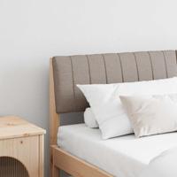 Gestoffeerd hoofdbord Taupe 160 cm Massief grenenhout