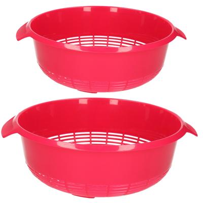 Plasticforte kunststof keuken vergieten - combi set - roze - 27 x 10 cm en 23 x 9 cm