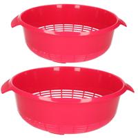 Plasticforte kunststof keuken vergieten - combi set - roze - 27 x 10 cm en 23 x 9 cm