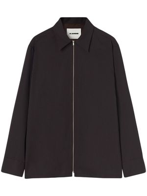 Jil Sander surchemise en laine à fermeture zippée - Marron