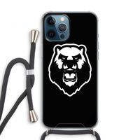 Angry Bear (black): iPhone 12 Pro Transparant Hoesje met koord