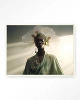 Urban Cotton Wandkleed 'Editorial Crown' 110 x 145cm in Floating Frame - off white