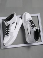 Men's High-Top Skate Shoes - Black and White PU Leather Sneakers Grey / EUR40