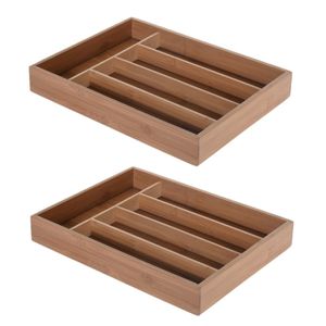 Set van 2x stuks Keuken lade vakjes indeling van bamboe hout 27 x 36 cm