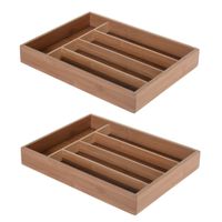 Set van 2x stuks Keuken lade vakjes indeling van bamboe hout 27 x 36 cm