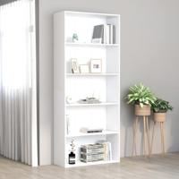 Boekenkast met 5 schappen 80x30x189 cm bewerkt hout wit