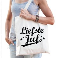 Katoenen cadeau tasje liefste juf