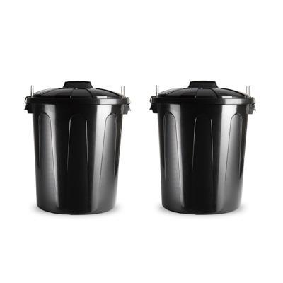 Plasticforte Vuilnisbak/prullenbak - 2x - 51 liter - zwart - kunststof - los deksel - kantoor/keuken