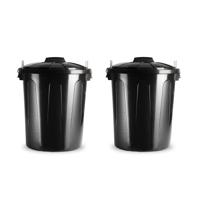 Plasticforte Vuilnisbak/prullenbak - 2x - 51 liter - zwart - kunststof - los deksel - kantoor/keuken