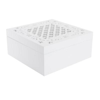 Theedoos barok - 9-vaks - wit- hout - 18 x 18 x 8 cm - theezakjes