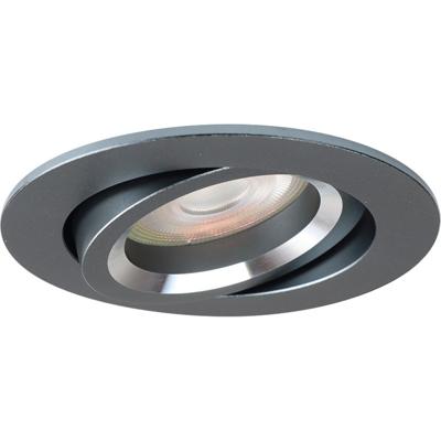 Spot Armatuur GU10 - Pragmi Alpin Pro - GU10 Inbouwspot - Rond - Gunmetal - Aluminium - Kantelbaar - Ø82mm