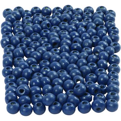Creativ Company Houten kralen, d 5 mm, gatgrootte 1,5 mm, ca. 150 stuk, blauw, 6 gr/ 1 doos