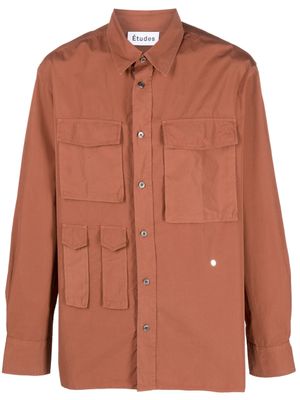 Études Studio chemise en coton à boutonnière - Marron