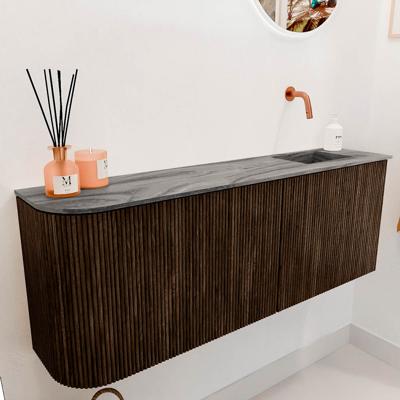 Toiletmeubel Mondiaz Joya Dlux | 111.6 cm | Meubelkleur Walnut | Faye wastafel Sombra Wasbak Rechts | Zonder kraangat(en)