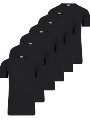 6-Pack - Heren T-shirts Extra lang Wit - zwart - ondershirt korte mouw - voordeelverpakking - XL - XL