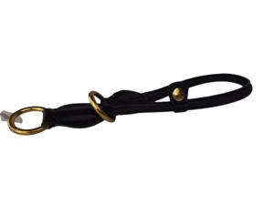 Leren honden sliphalsband zwart (messing)