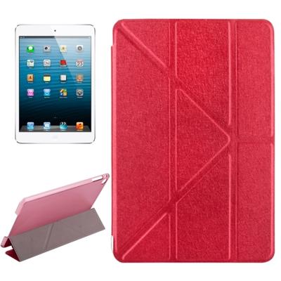 Transformers stijl zijde textuur horizontale Flip effen kleur lederen draagtas met houder voor iPad mini 2019 (rood)