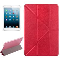 Transformers stijl zijde textuur horizontale Flip effen kleur lederen draagtas met houder voor iPad mini 2019 (rood)