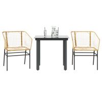 3-delige Tuinset poly rattan glas bruin