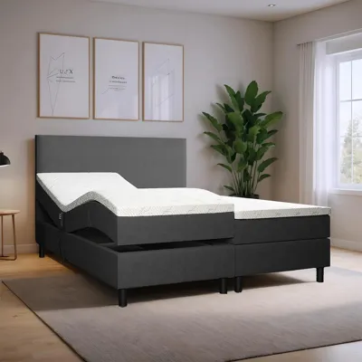 OP=OP Elektrische Boxspring Basic | 160 x 200 Antraciet | 2x Stevig pocketvering matrassen