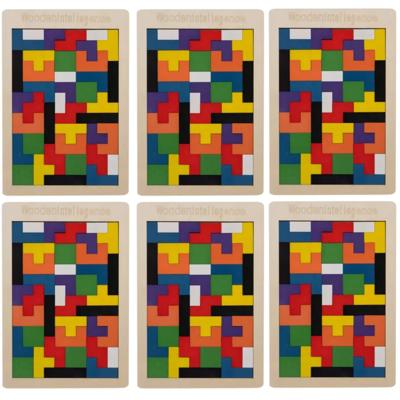 Kruzzel Houten puzzel - 6x - 40 stukjes - multicolor - spellen - kinderen - breinbreker