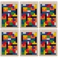 Kruzzel Houten puzzel - 6x - 40 stukjes - multicolor - spellen - kinderen - breinbreker