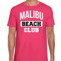 Zomer t-shirt voor heren - Malibu Beach Club - tropisch thema feest kleding - roze