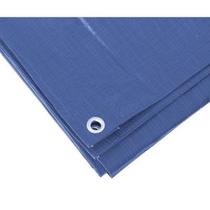 Stevig afdekzeil formaat 4 x 6 meter blauw met ringen