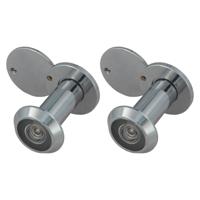 2x amig deurspion - messing - verchroomd - 160° zicht - voor deuren 35-60 mm