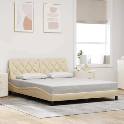 Bedframe zonder matras stof crèmekleurig 160x200 cm