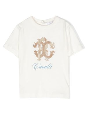 Roberto Cavalli Junior t-shirt en coton à logo imprimé - Blanc