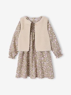 Set jurk en vestje voor meisjes ecru