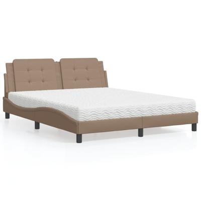 Bed met matras kunstleer cappuccinokleurig 160x200 cm