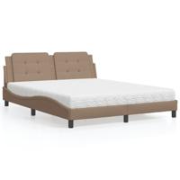 Bed met matras kunstleer cappuccinokleurig 160x200 cm