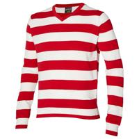 Carnaval verkleed trui Brabant - v-hals - rood/wit gestreept - dames / heren