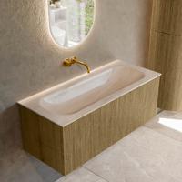 Badmeubel Mondiaz Kurve-Dlux | 110 cm | Meubelkleur Dusk | Wastafelkleur Meli | Solid surface | Wasbak midden spoelbak | Zonder kraangat(en)