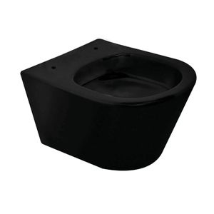 Wandcloset Wiesbaden Vesta Junior | 47 cm | Rimless | Excl.Toiletzitting | Keramiek | Zwart