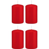 4x Kaarsen rood 5 x 8 cm 18 branduren sfeerkaarsen - Stompkaarsen - thumbnail