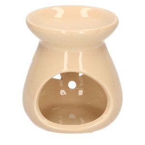 Geurbrander voor amberblokjes/geurolie/waxmelts - keramiek - beige - 7 x 8 cm