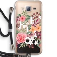 Hello in flowers: Samsung Galaxy J3 (2016) Transparant Hoesje met koord