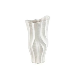 PTMD Merc White ceramic pot wavy ribbed high S