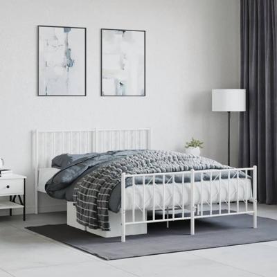 Bedframe met hoofd- en voeteneinde metaal wit 140x200 cm