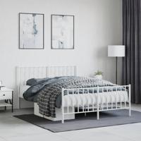 Bedframe met hoofd- en voeteneinde metaal wit 140x200 cm