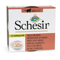 Schesir in Bouillon Kip/Zeebrasem natvoer kat 70gr